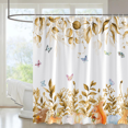 thumbnail image 4 of Flower Shower Curtain black art Leaves Watercolor Sunflower Print Cloth Fabric Bath r Set Bathroom Accessories with, 4 of 7