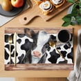 thumbnail image 2 of Cow Printed Placemats Set of 4 Farmhouse Watercolor Country Wooden Grain Place Mats Indoor Wipeable Table Mats Washable Cloth Dining Table Placemats for Kitchen Holiday Party Home Decor 13x19 Inch, 2 of 9