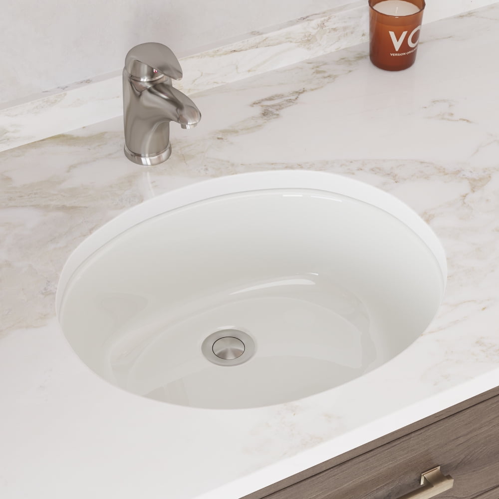 UPM Bisque Porcelain Undermount Sink with White SinkLink