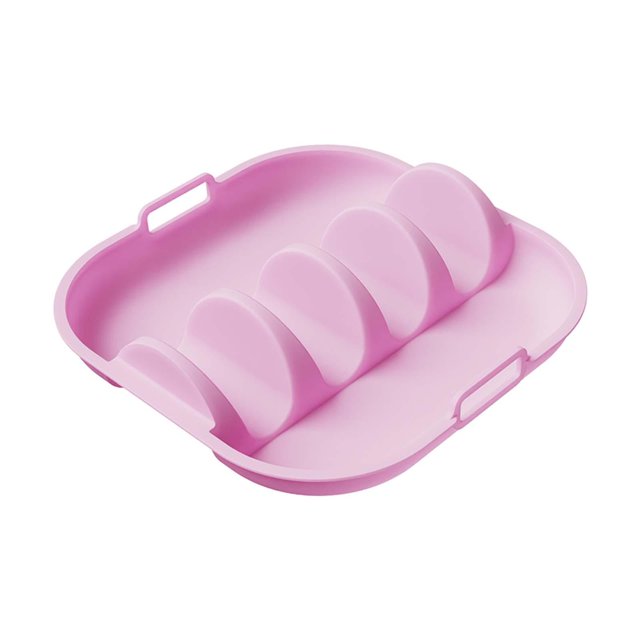 Bandeja para tacos con asas, capacidad para hasta 4 tacos, bandeja antideslizante, soporte para tacos, ideal para picnic, fiestas y restaurantes. Rosa