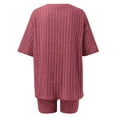 thumbnail image 5 of Women's Ribbed Short Sleeve Top and Shorts 2 Piece Loungewear Set Comfortable Casual Outfit with Pockets Stylish Summer Wear, 5 of 5