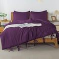thumbnail image 4 of DNG Creations 5 Piece Luxury Tie Comforter ( Solid Plum Colour ) All-Season 550 GSM Ultra Soft 100% Egyptian Cotton, 800 TC ( Oversized King - Size ), 4 of 6