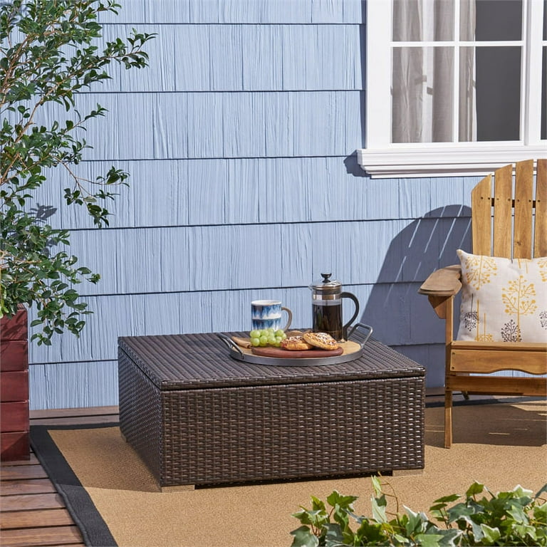 Outdoor wicker storage coffee table deals