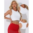 thumbnail image 2 of DARING DIVA Women's Rhinestone Fringe Tassel Trim Racerback Tank Top L White, 2 of 6