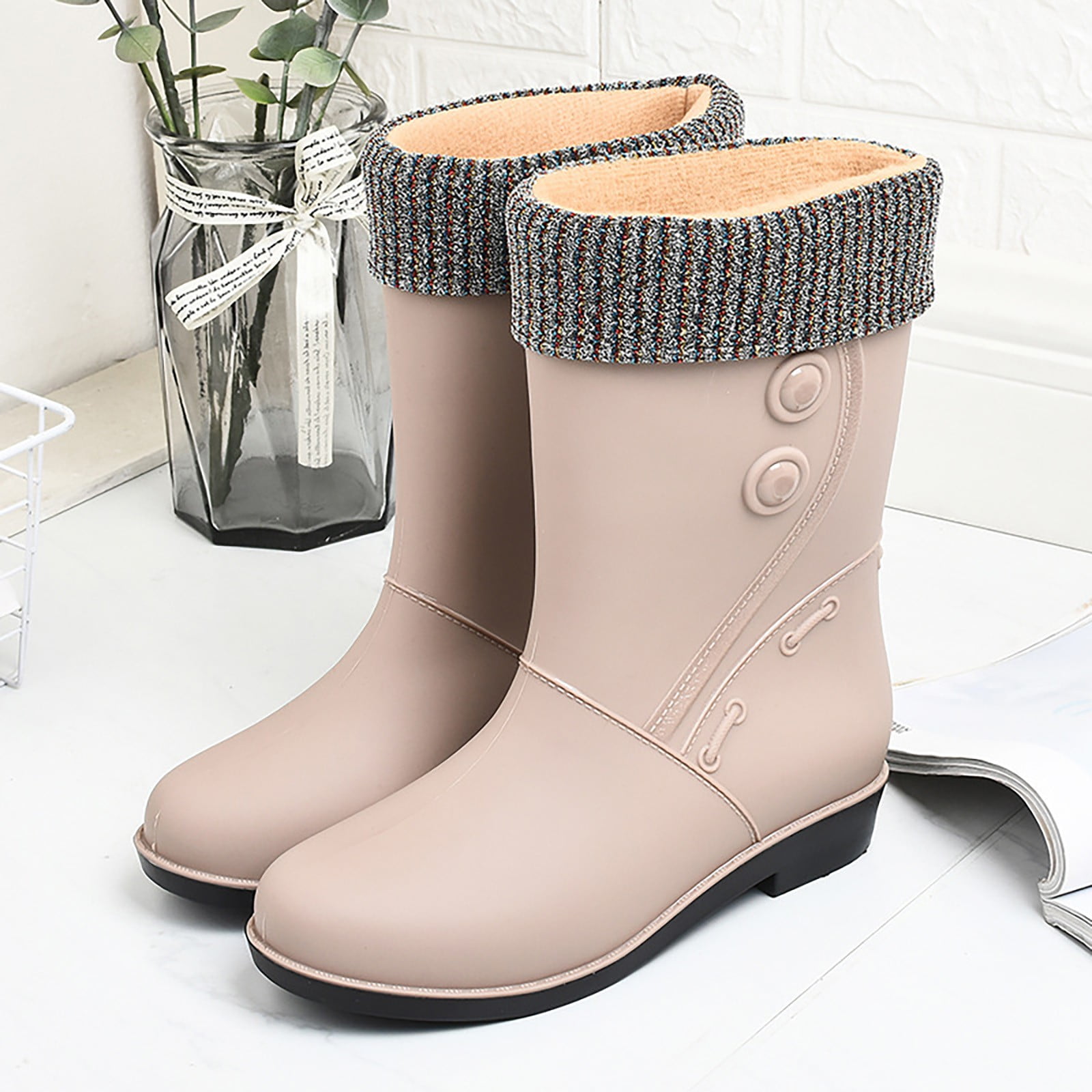 Women's Rain Shoes Comfortable Light Ankle Rain Boots Outdoor Frosted Footwear for All Weather Situations