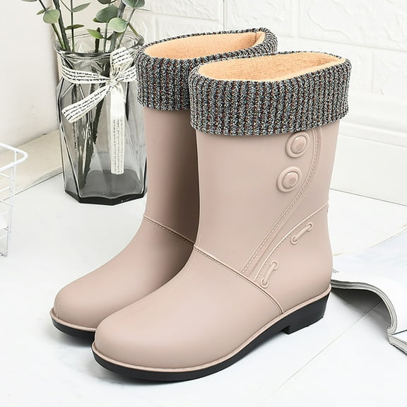 KANG Women Rain Shoes Shoes Comfortable Light Ankle Rain Boots Frosted Rain Boots Collar Gardening Boots Ultra Lightweight Portable Garden Shoes Outdoor Rain Boots
