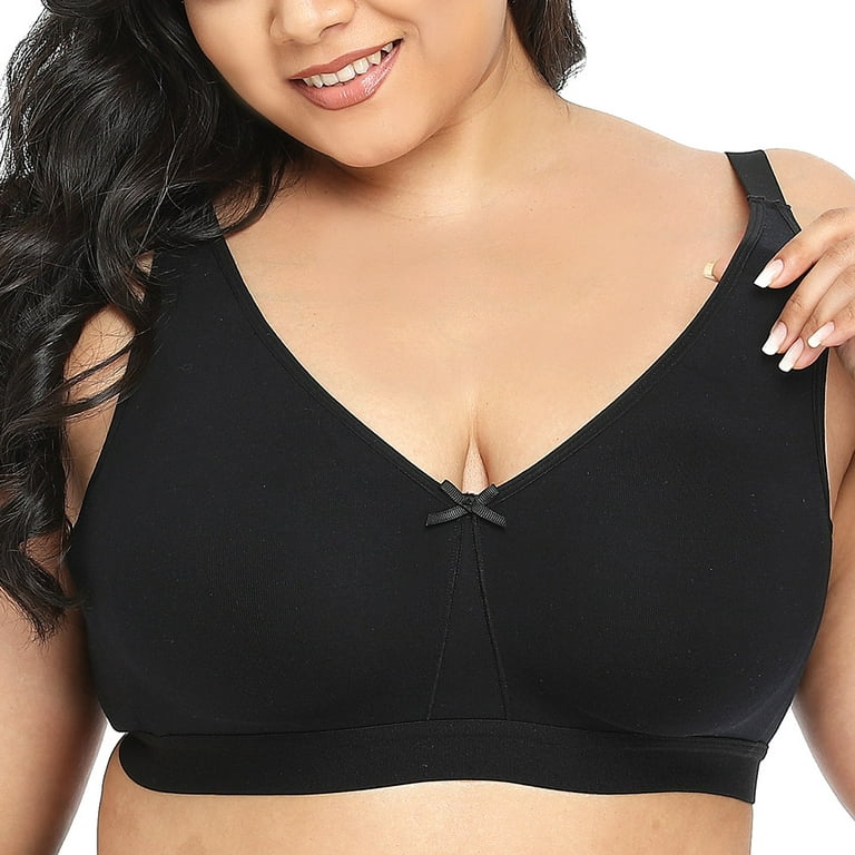 Women's Everday Bra Plus Size Full Cup Non-padded Wireless Comfort Bralette  44D