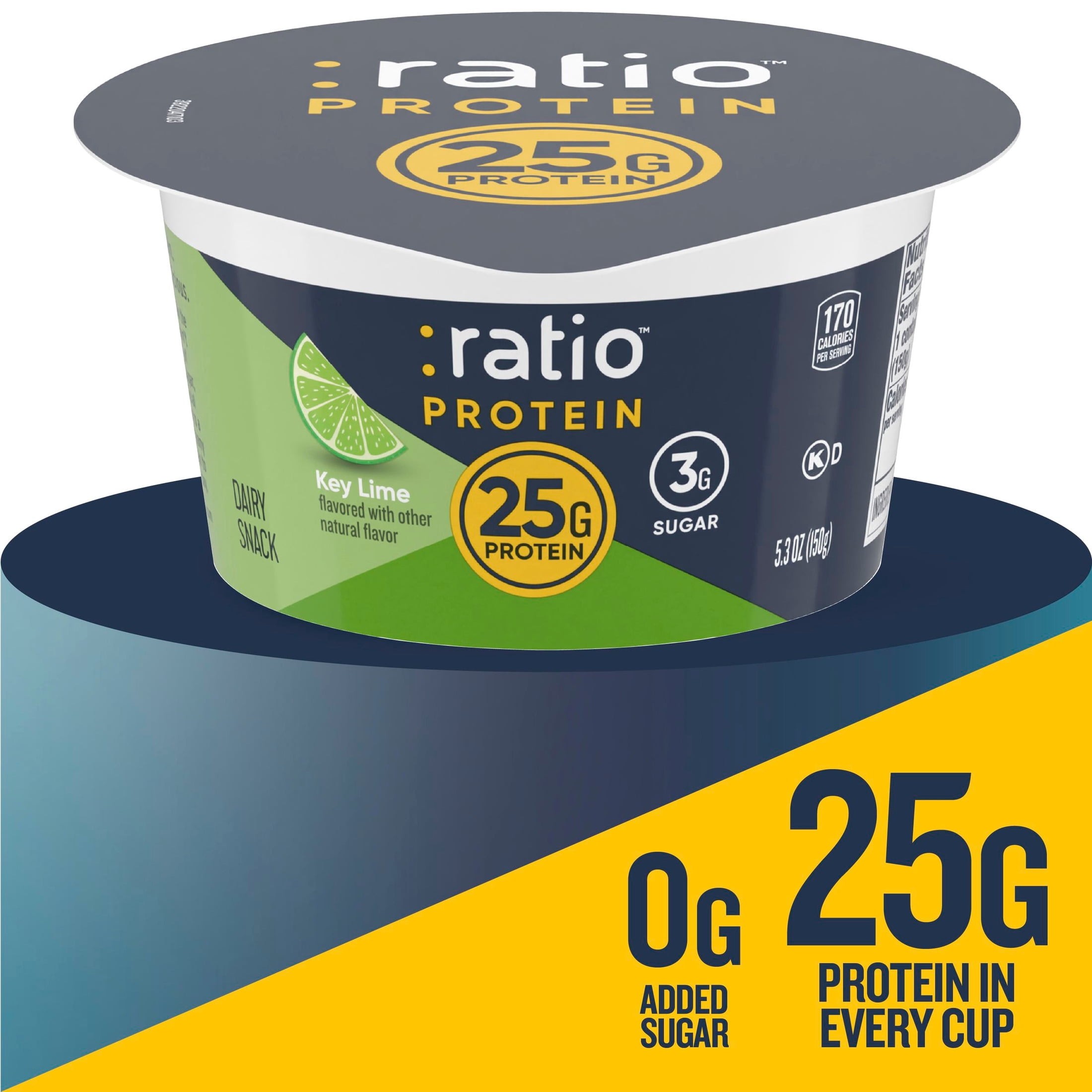 Ratio Yogurt Protein Cultured Dairy Snack, Key Lime, 25g Protein, 5.3 OZ