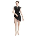 thumbnail image 5 of IBTOM CASTLE Women Elegant Lyrical Dance Dress Lace Cap Sleeve Asymmetrical Tulle Skirt Leotard Contemporary Ballet Dancewear S Black, 5 of 8