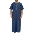 thumbnail image 2 of Yaoyar Men's Fashionable Short-Sleeved Embroidered Robe, Loose Round Neck, Pockets, Muslim Pullover Robe, 2 of 6