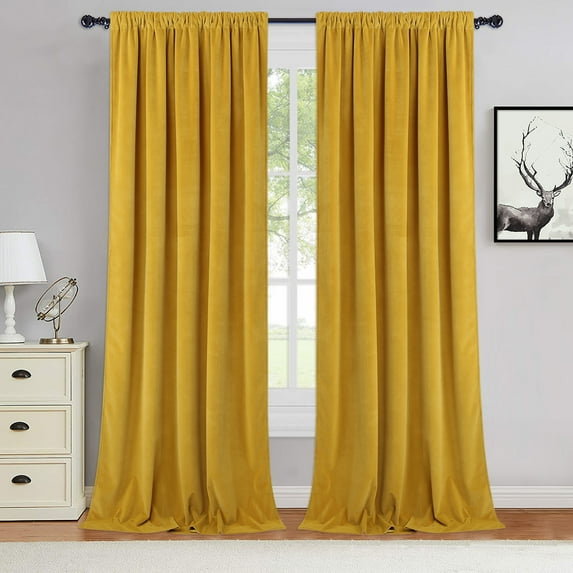 2 Pcs Velvet Curtains Panels, Soft Luxury Rod Pocket Shade Curtain Drapes Home Decor