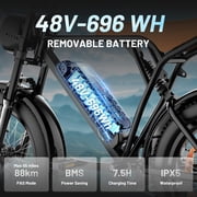 C INVERTER 20 x 4 Fat Tire Electric Bike for Adults, Peak 1100W Motor Retro Ebike Mountain Bike, 48V 14.5 Ah Removable Battery, Max Speed 28 Mph Electric Bicycle Snow Bike
