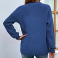 thumbnail image 4 of Lilgiuy Women Casual Solid Color Pullover Long Sleeve V-Neck Sweater,Blue,10(XL) Fall Fashion 2022 Spring Winter, 4 of 5