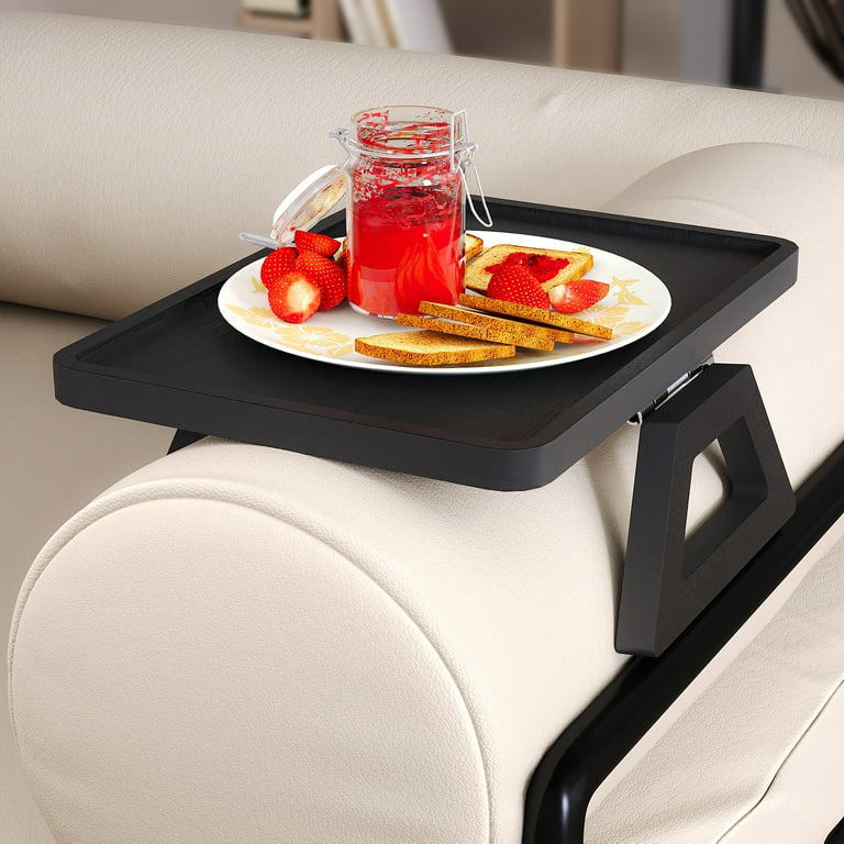Danfoxer Bamboo Folding Sofa Tray, Clip-On Couch Desk for Drinks