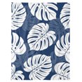 thumbnail image 5 of Flannel Throw Blanket for Couch Sofa Bed, Monstera Navy Blue Leaves Soft Cozy Warm Fuzzy Blanket 40x50in, 5 of 9
