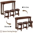 thumbnail image 6 of 60'' Bar Table and Chairs Set, Industrial Breakfast Table Set Multipurpose Home Solid Wood Console Table with 3 Padded Stools for Kitchen Living Dining Room (Cherry), 6 of 9