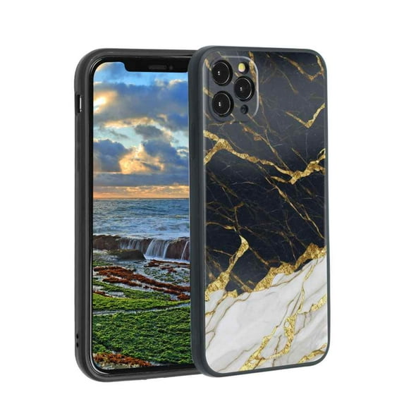 Compatible with iPhone 11 Pro Max Phone Case, White-Golden-Marble-110-jpg-6-3 Case Men Women, Flexible Silicone Shockproof Case for iPhone 11 Pro Max