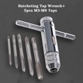thumbnail image 3 of Yeacher Adjustable T-Handle Ratcheting Tap Wrench Thread Tap Handle Kit with 5pcs -M8 Machine Screw Thread Metric Plug Tap, 3 of 8