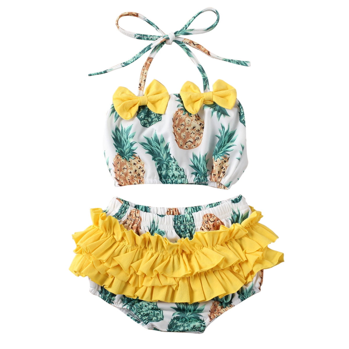 remeo suit Infant Baby Big Little Sister Pineapple Print Ruffle Matching Swimsuit Outfit Bathing Suits