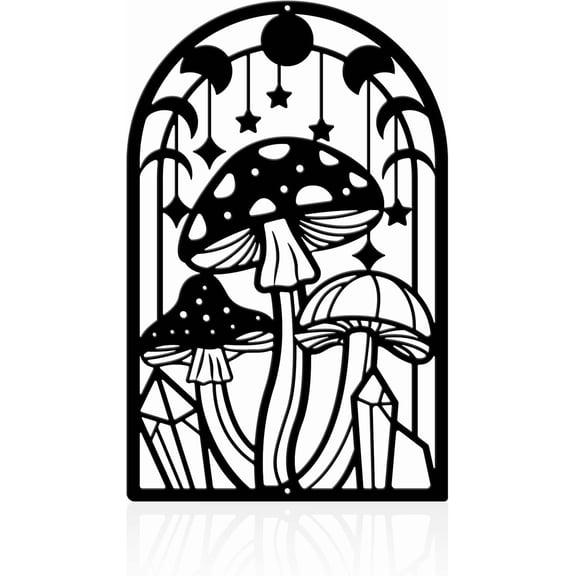 1pc Iron Wall Art Decorations for Front Porch Living Room Kitchen Matte style Arch Mushroom Pattern 300x193x1mm
