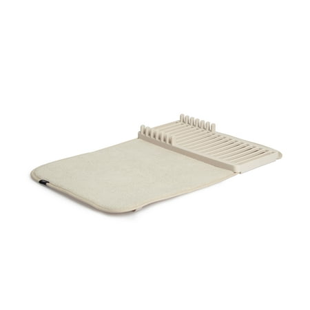 Umbra UDRY MINI Dish Drying Rack & Microfiber Dish Mat - Space-Saving Lightweight Design Folds Up For Easy Storage, 20 x 13