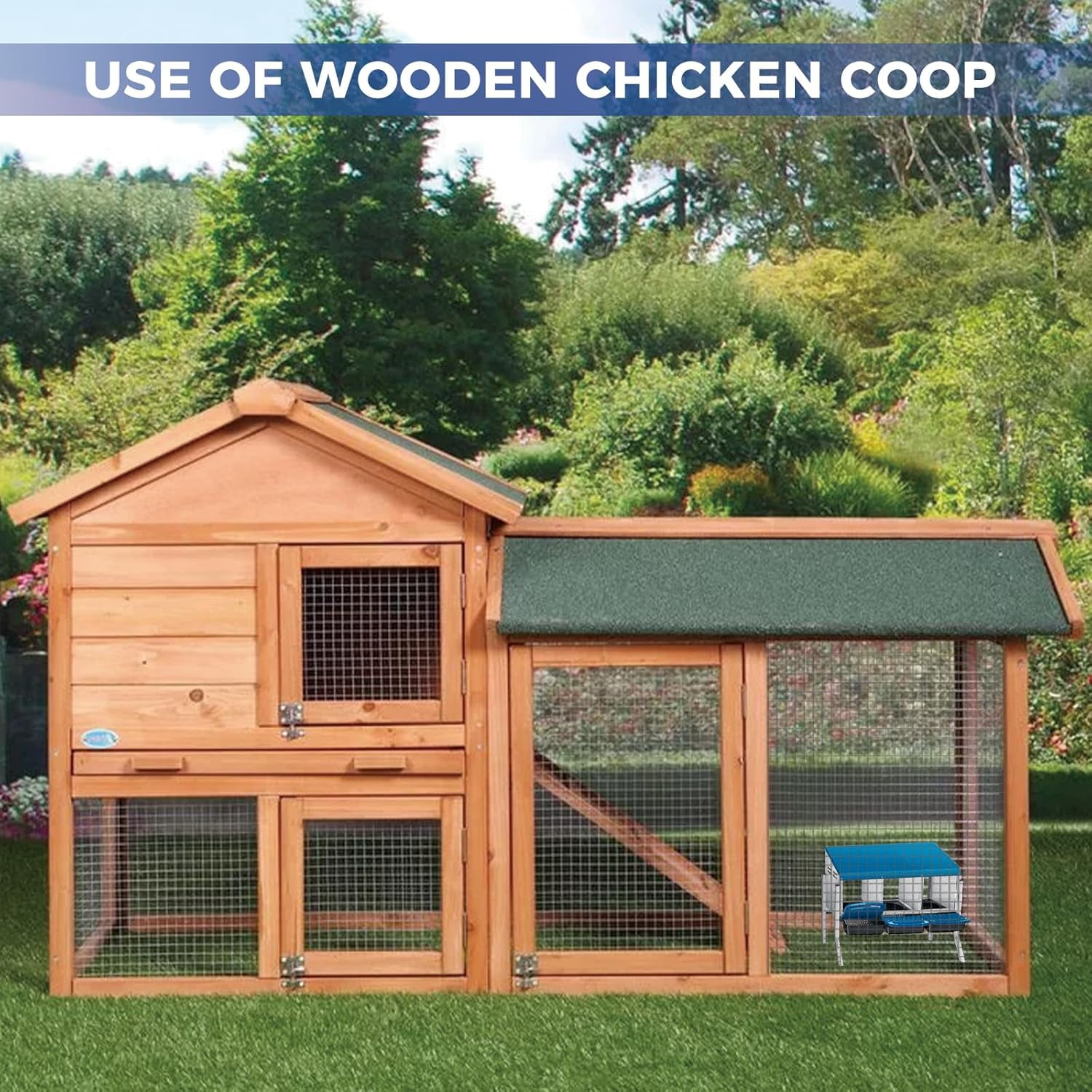 Sunvasagoo Zinc Alloy Chicken Nesting Box, 3/4 Hole Roll Away Egg Laying Box w/ Removable Tray, Wall Mount or Freestanding