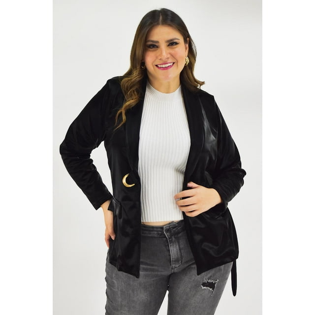 Blazer envolvente de vinipiel Roman Fashion /Tallas Extras, 2234 (Negro) negro 38