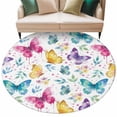 thumbnail image 2 of Spring Colorful Butterflies 6ft Round Rugs, Spring Floral Art Decor Washable Non-Slip Area Rugs for Living Room Bedroom Kitchen, Soft Low Pile Dining Room Kicthen Circle Carpet, Indoor Floor Rug, 2 of 9