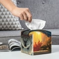 thumbnail image 3 of Honeii 's Sunset Meditating Bichon Frise for Leather Square Tissue Box Cover Holder: A Stylish Organizer for Tabletops, Bathrooms, Cars & Offices, 3 of 5