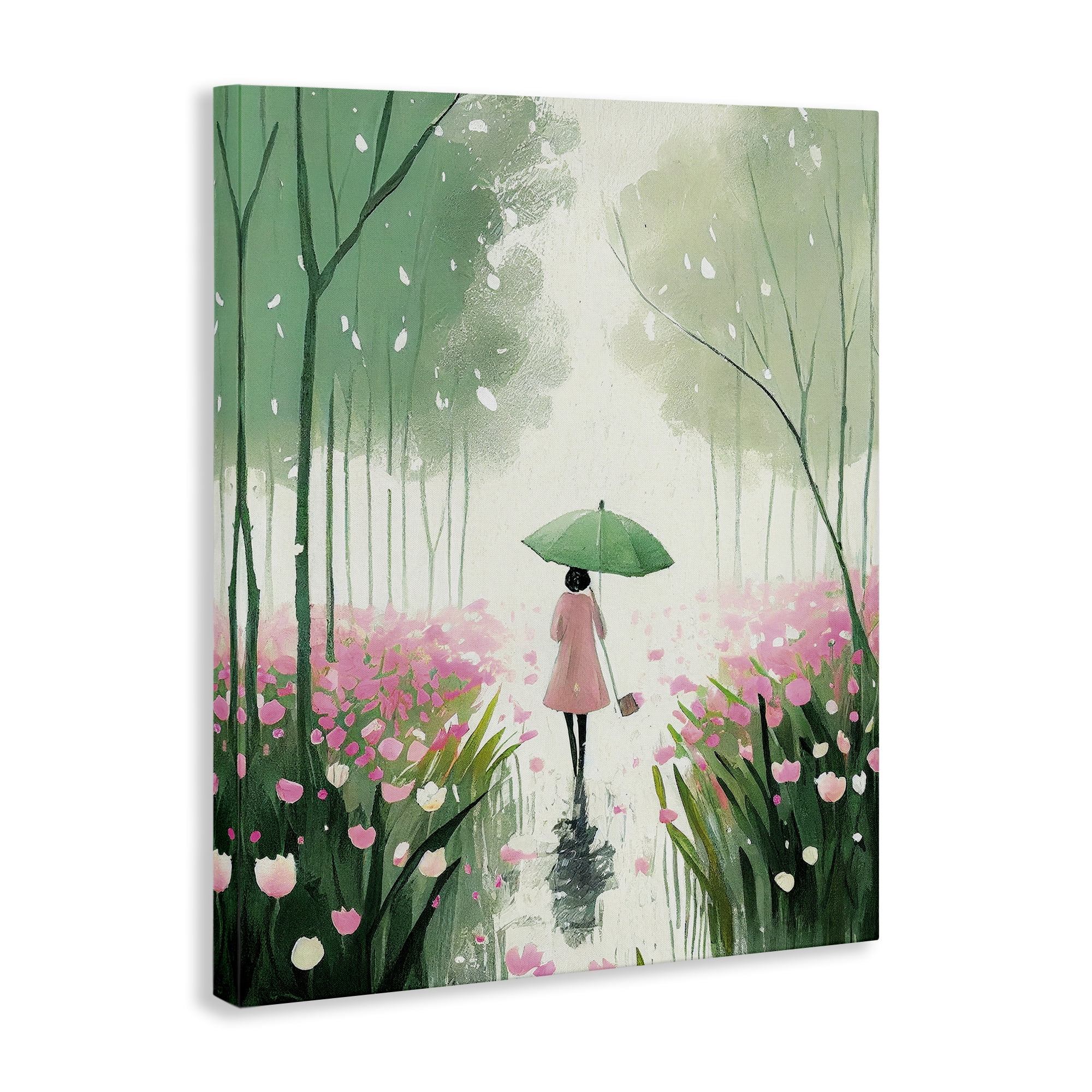 Stupell Industries Nature Stroll in Rain Landscape Painting Gallery Wrapped Canvas Art Print Wall Art, 36 x 48