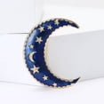 thumbnail image 2 of Blue Enamel Crescent Moon Brooch Pin with Sleeping Metal Stars – Celestial Night Jewelry for Women, Men Unique Gold Tone Vintage-Style Accessory, 2 of 7