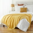 thumbnail image 3 of Yellow Throw Blanket,Mustard Knitted Blanket,Housewarming Gifts,Spring Throws,50"x60", 3 of 8