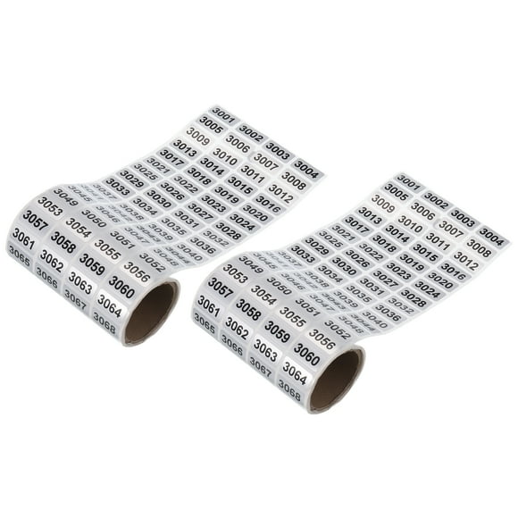 Unique Bargains 3001 to 4000 Consecutive Number Stickers Inventory Label Black Numbers for Warehouse Numbering, Total 2000pcs