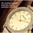 thumbnail image 5 of Strada White Crystal Japanese Movement Watch in Goldtone with Stainless Steel Mesh Belt Strap Birthday Christmas Gifts, 5 of 8