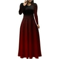 thumbnail image 2 of Fall Dresses for Women 2024 Round-Neck Solid Colorful Long Dresses Red L, 2 of 5