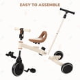 thumbnail image 6 of Wisairt 5-in-1 Toddler Tricycle with Push Handle for 1-3 Years, Toddler Bike, Kids Trike, Balance Bike with Adjustable Seat & Handlebar, Khaki, 6 of 8