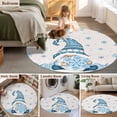 thumbnail image 6 of Blue Gnomes Christmas Round Area Rug 5 FT, Non Slip Bedroom Area Rug, Blue Xmas Snowflake Winter Rustic Washable Soft Circular Carpet Floor Mat for Kitchen Dining Room Foyer Balcony Dorm, 6 of 9