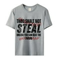 thumbnail image 5 of ZJXFGS Summer Tops, Graphic Tees for Women, Thou Shall Not Steal Unless You Can Beat The Throw Women's Letter Print Round Neck Short Sleeve T Shirt Top, Cotton Shirts for WomenGray3XL, 5 of 5