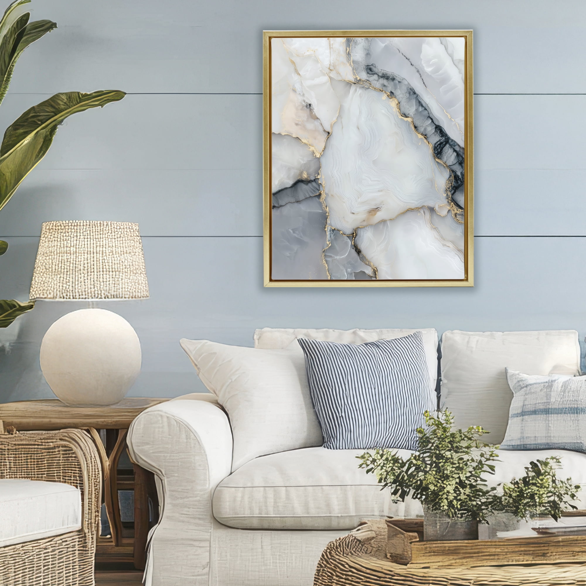 Stupell Industries Luxe Stone Geode Gold Framed Floater Canvas Wall Art, design by Svetlana Aleynikova