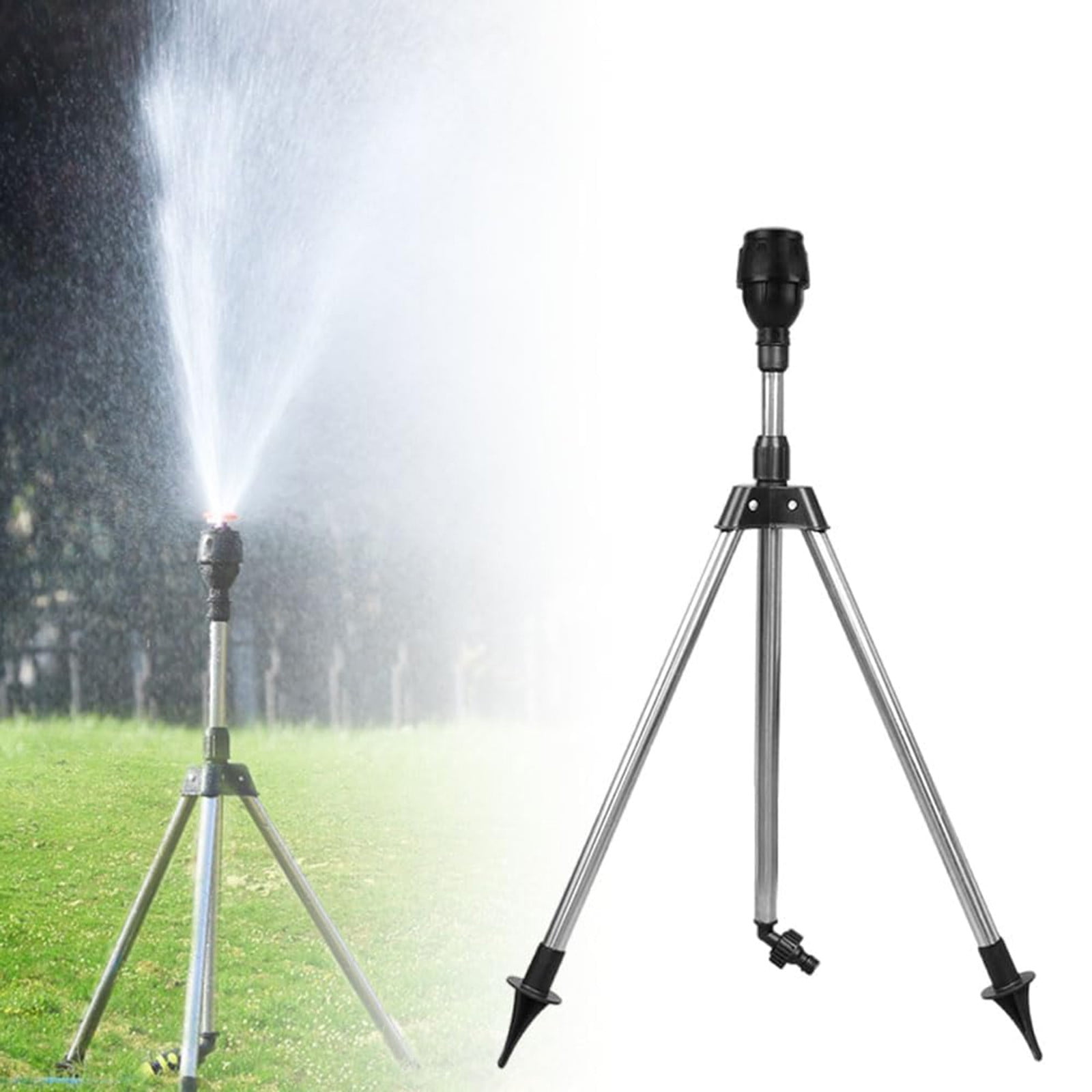 Qholemyo 360 Degree Rotating Tripod Lawn Sprinkler Garden Water Sprinkler For Yard Patio Telescopic Support Stand