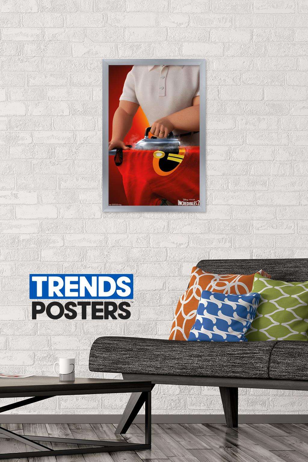 Disney Pixar The Incredibles 2 - Ironing Wall Poster, 14.725" x 22.375", Framed