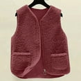 thumbnail image 4 of iHPH7 Sherpa Vest Winter Jackets for Women Fall Fashion Sherpa Fleece Vest Winter Coats for Women Fall Vest for Women's Outerwear Red 6XL, 4 of 6