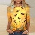 thumbnail image 2 of CYMMPU 3/4 Sleeve Blouses for Women Dressy Casual Tunic Tops Bee Printed Loose Fit Fall Trendy Shirts Crew Neck Spring Tops Lightweight Basic Tees Multicolor XXXXXL, 2 of 5