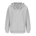 thumbnail image 4 of Besolor Womens Fall Fashion Quarter Zip Hoodies Sweatshirts Casual Long Sleeve Solid Color V Neck Drawstring Pullover Tops, 4 of 6