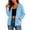 Light Blue, variant on hoksml Women Full Zip Contrast Stitch Hooded Jacket Long Sleeve Hoodie with Kangaroo Pocket for Daily Casual Outdoor