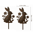 thumbnail image 3 of Bird And Wildflower Metal Garden Stake, 17.78X5Inch, Weather Resistant Metal Stakes, For Garden, Featuring Rabbit And Flower Designs, For Patios, 3 of 9