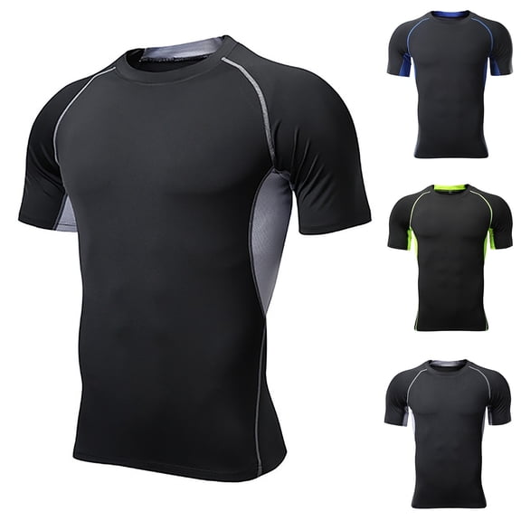 FRSASU Men's Compression Shirts Short Sleeve Athletic Workout Shirt Cool Dry Sports Base Layer Gym Basketball Undershirts Tops Gray