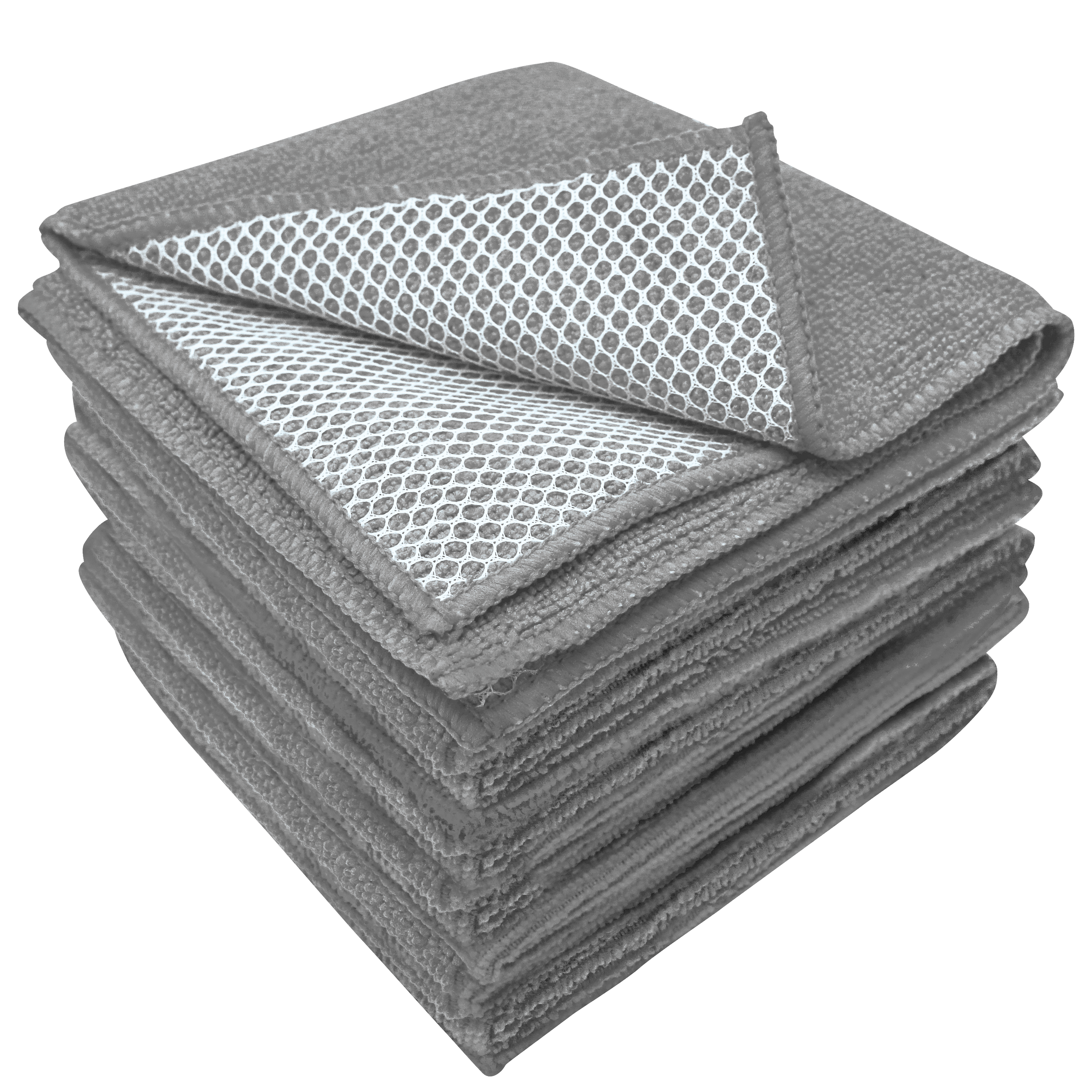 S&T INC. Dish Cleaning Cloths with Poly Scour Side, Microfiber Cleaning Cloths, Gray, 12 In. x