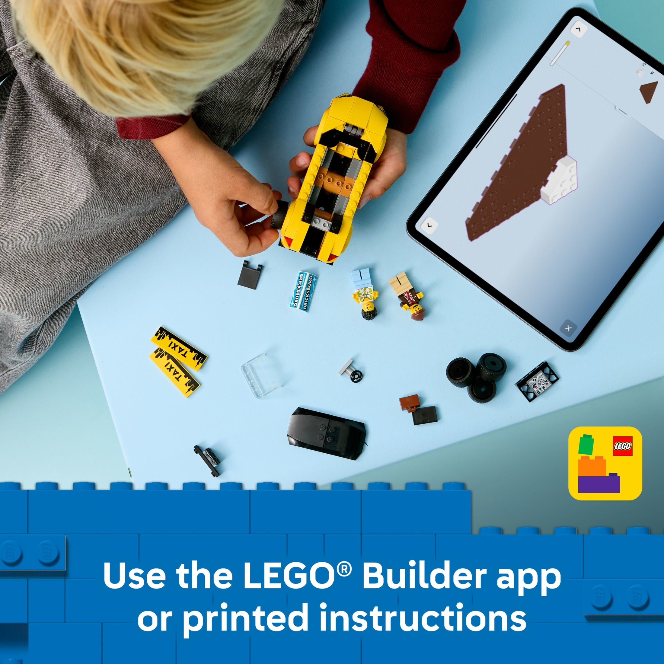 LEGO City Yellow Taxi Car Building Toy for Kids - Pretend Play Set for Boys & Girls, Ages 5+ - Toy Car W/Taxi Driver & Tourist Minifigures - GIft Idea for Birthdays - 60487