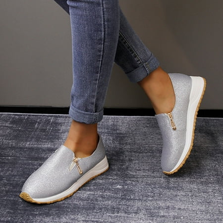 

Qepwscx Zipper Women s Sports Shoes Women s Flat Bottom Round Toe Foreign Trade Platform Large Size Women s Shoes